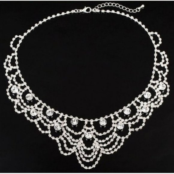 NEW Sparkling Crystal White Rhinestone Necklace - Picture 4 of 5